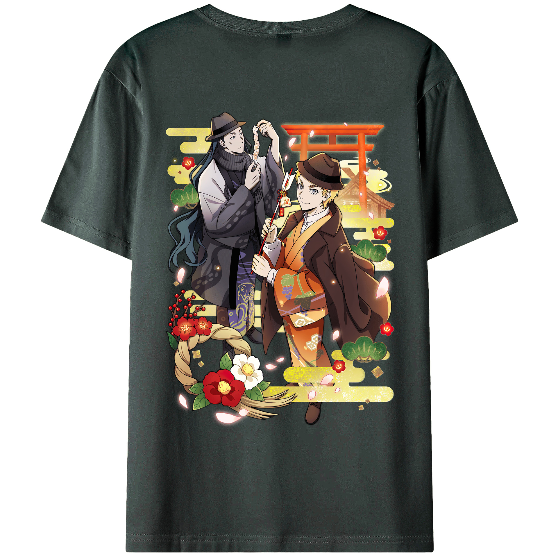 （画像用） 文豪ストレイドッグス Bungo Stray Dogs 綿100％ メンズ半袖Tシャツ（バックプリント） 通気性